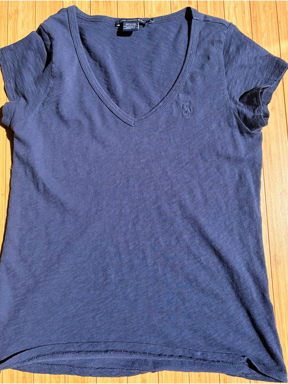 Ralph Lauren Sport Women's Navy V-Neck Cotton Tee size Large